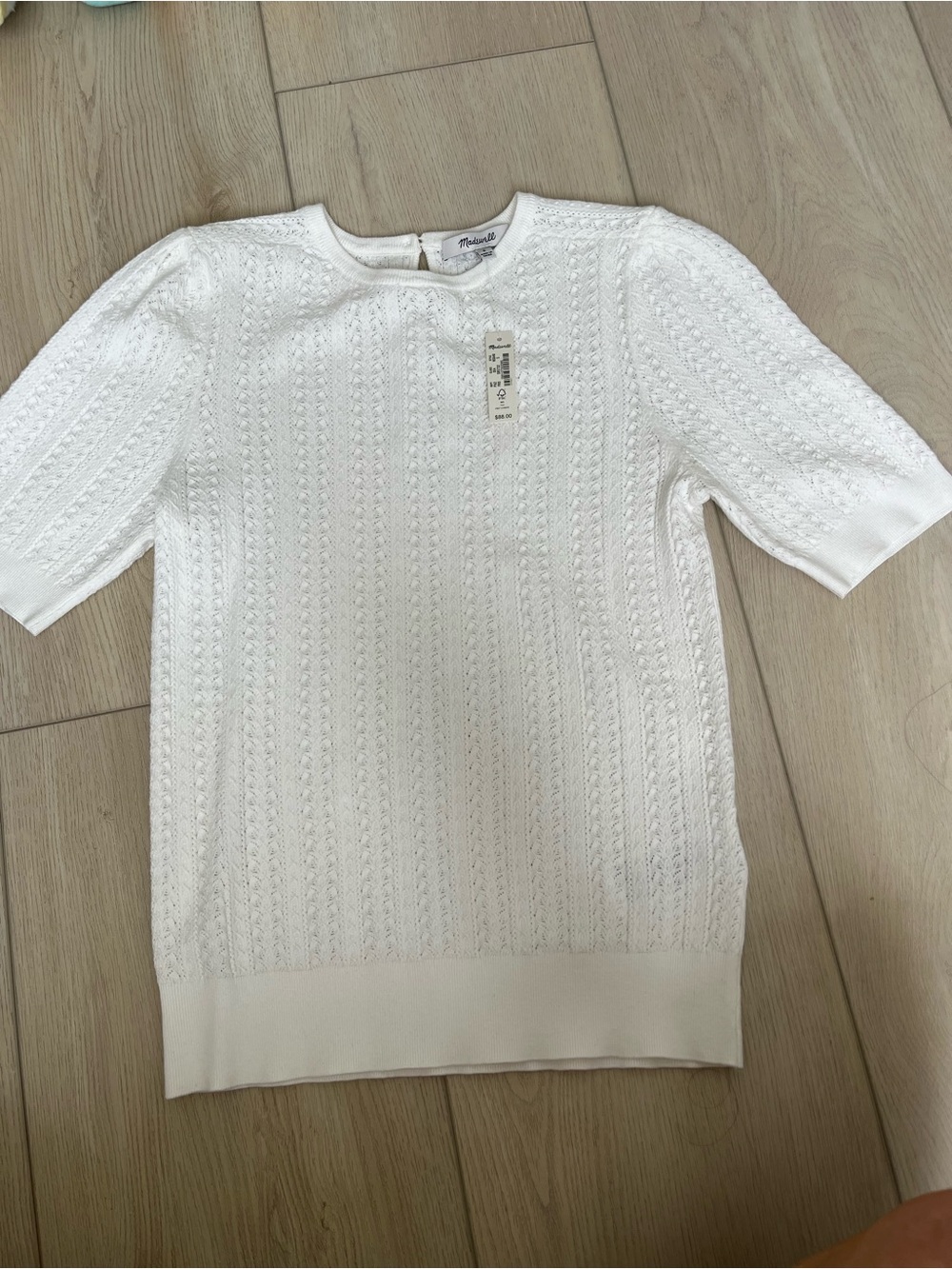 Madewell NWT White Knit Short-Sleeve Top
